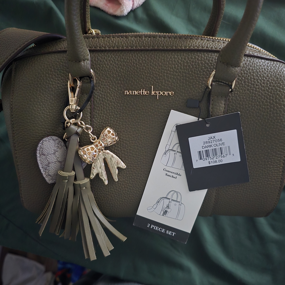 Nanette Lepore Olive Handbag with Tassel Charm